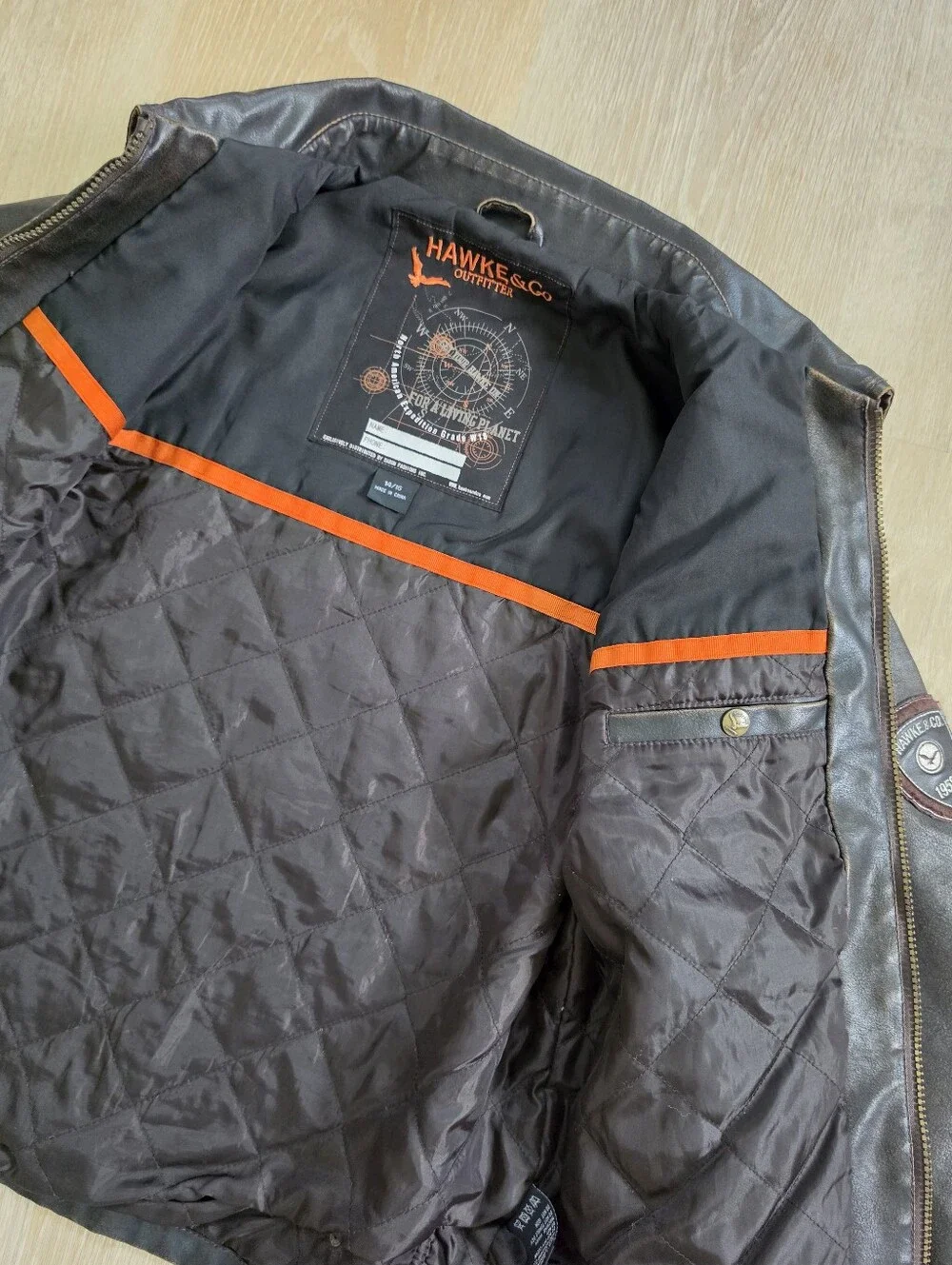 Hawke & Co Brown Leather Biker Jacket Boys Size 14/16 (Medium)